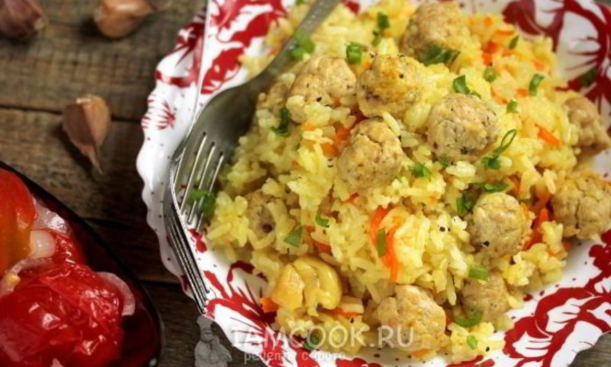 Рецепт плова с куриными фрикадельками