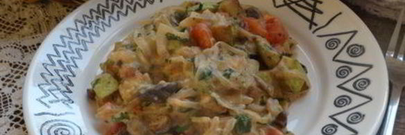 грибное рагу с кабачками в сметанном соусе