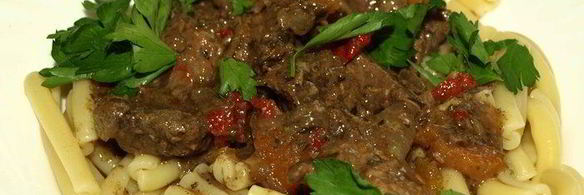 казаречче с рагу из говядины