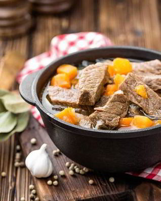 Овощное рагу с филе миньон