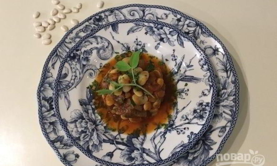 Рецепт рагу из белой фасоли с говядиной и травами