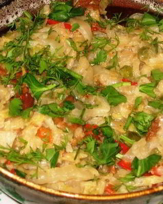 Рагу из пекинской капусты с лисичками