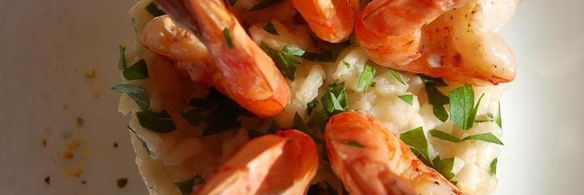 дважды мускатное ризотто с креветками