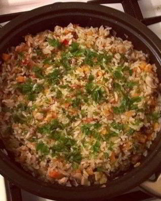 Грибное ризотто с овощами