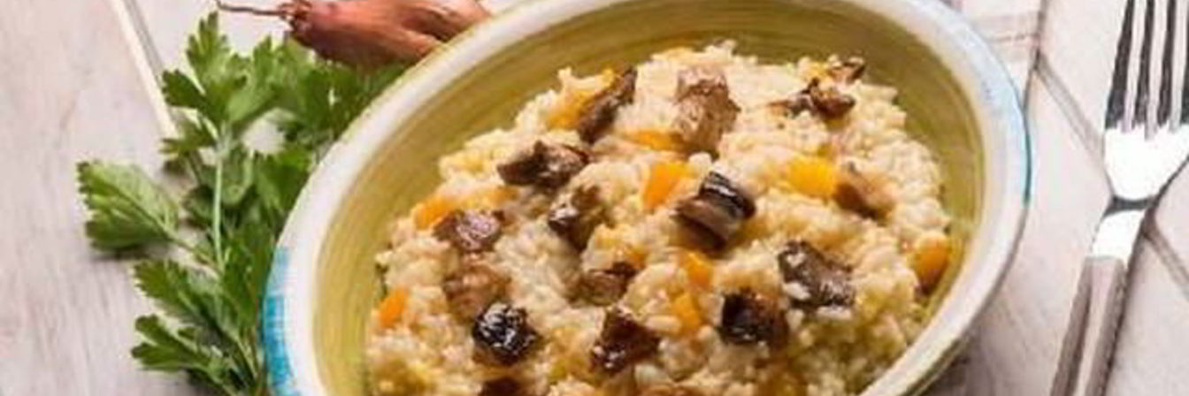 Осеннее ризотто с грибами и тыквой