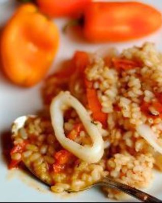 Ризотто с кальмарами и сладким перцем