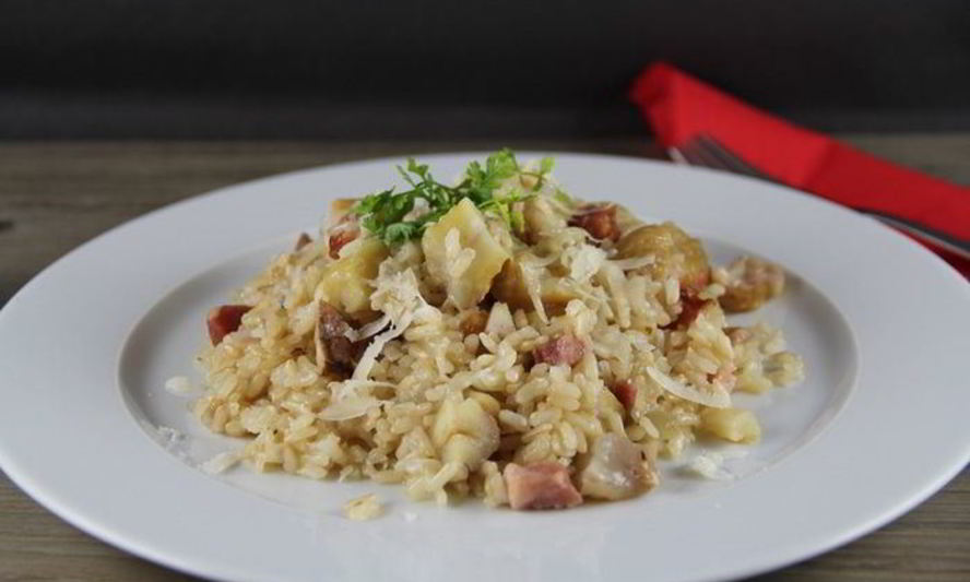 Рецепт ризотто с каштанами и грудинкого