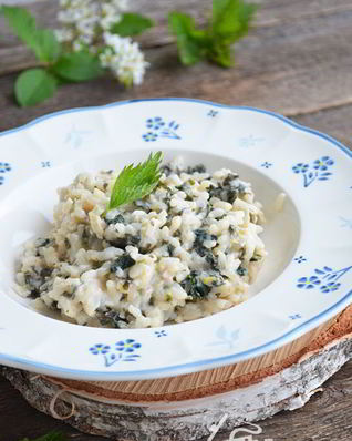 Ризотто с крапивой и козьим сыром