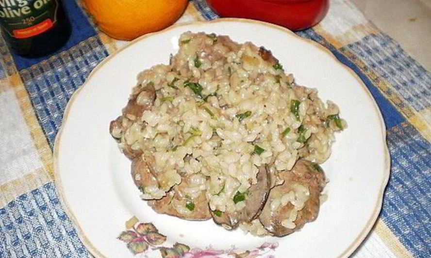 Рецепт ризотто с куриной печенкой