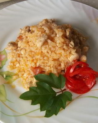 Ризотто с курицей и овощами