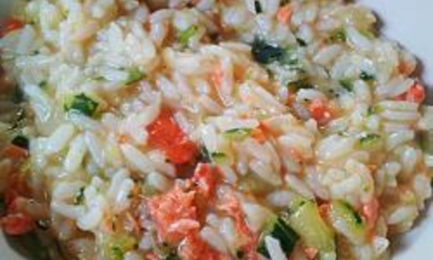 Рецепт ризотто с цуккини и лососем