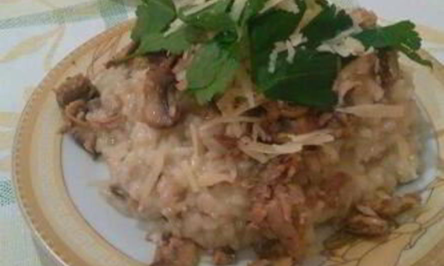 Рецепт ризотто с тунцом и шампиньонами