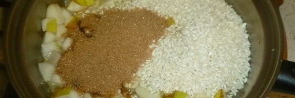 сладкое ризотто с томлеными фруктами