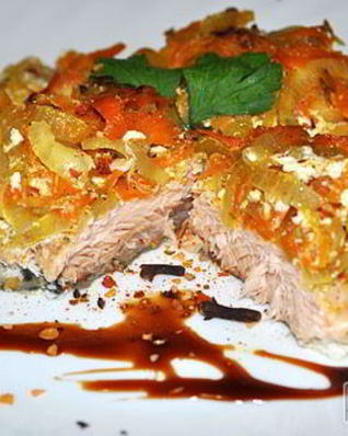 Горбуша, запеченная в сливках