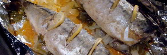 горчичная скумбрия на овощной подушке