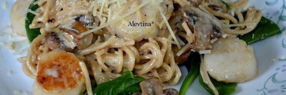 гребешки с грибами и шпинатом