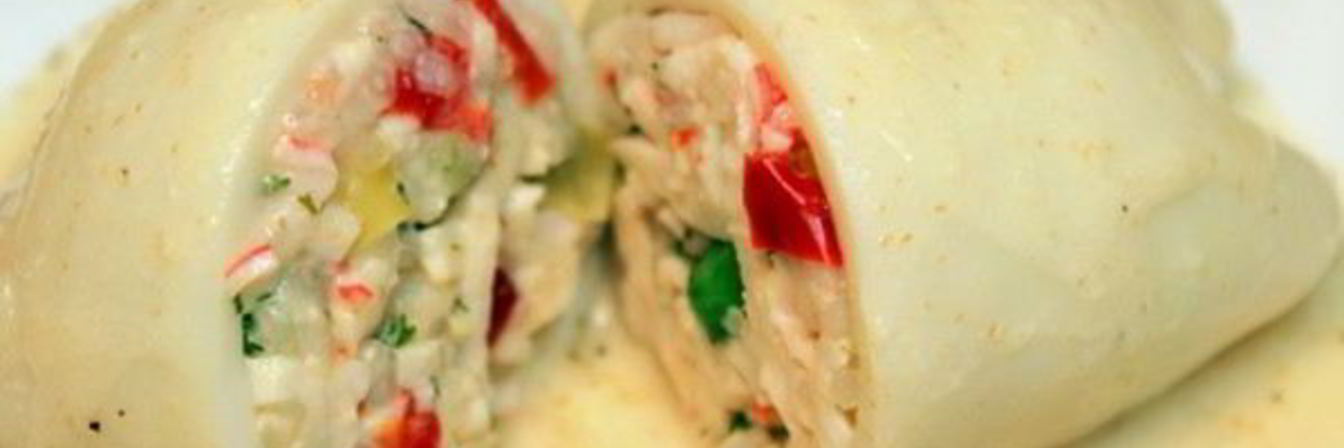 Кальмары фаршированные рисом