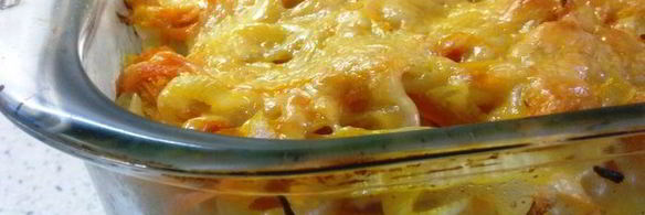 кальмары, запеченные с картофелем под сырной корочкой