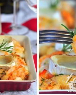 Креветки запеченные с козьим сыром