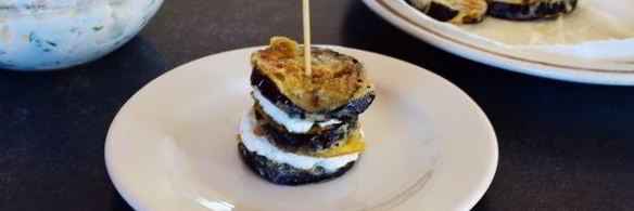 шашлык из баклажана в кляре с сыром