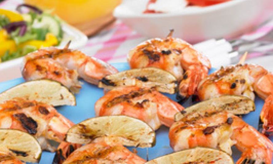 Рецепт шашлыка из креветок с лимоном