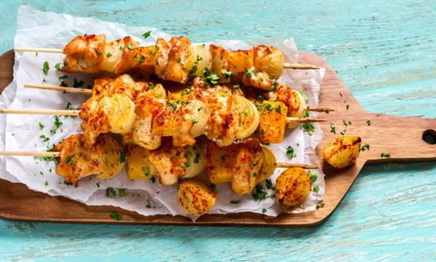 Рецепт шашлыка из курицы с тыквой и яблоком