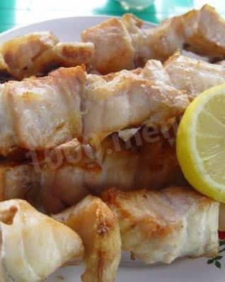 Шашлык из рыбы, белуги