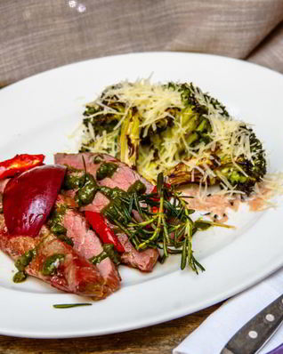 Фленк стейк с брокколи