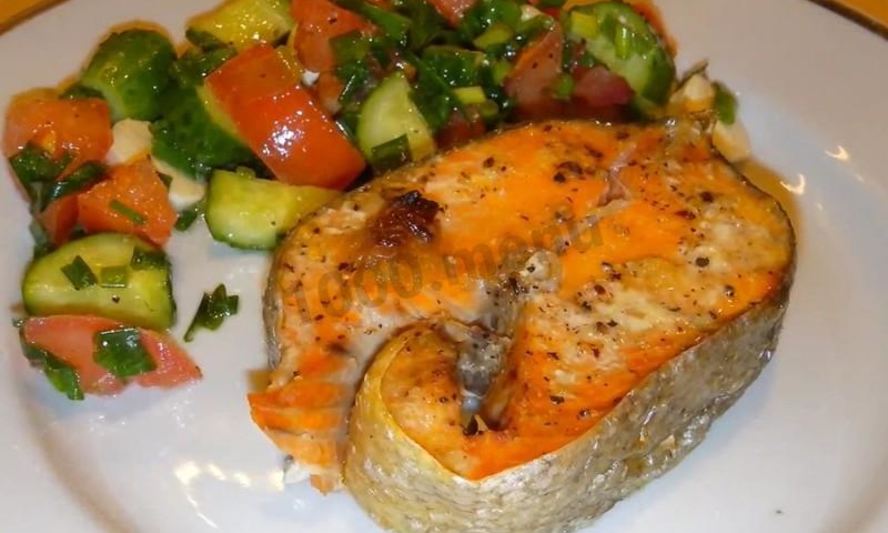 Рецепт стейка из красной рыбы в духовке