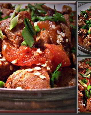 Жаркое из свинины со сладким перцем и помидорами