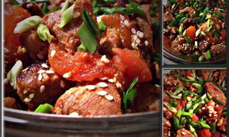 Рецепт жаркого из свинины со сладким перцем и помидорами