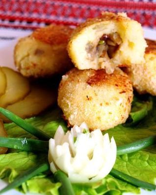 Постные картофельные зразы с грибами