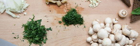 гречка с грибами и чесночными гренками