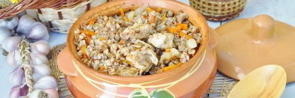 гречка с курицей в горшочках