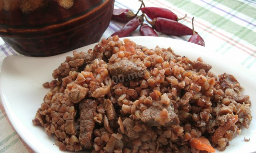 Рецепт гречки с мясома и грибами в горшочке
