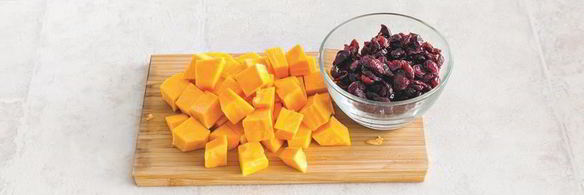 ячневая каша с печеной тыквой и клюквой