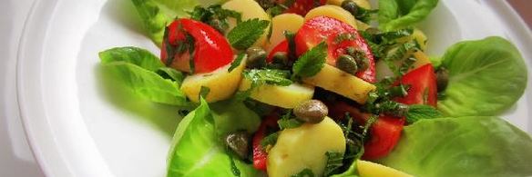 салат из молодого картофеля с каперсами и мятой