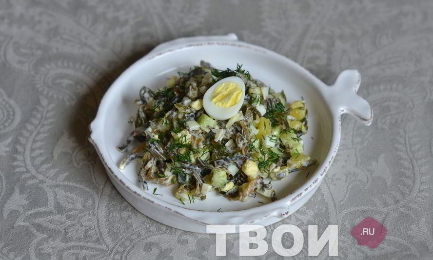 Рецепт салата с картофелем и морской капустой