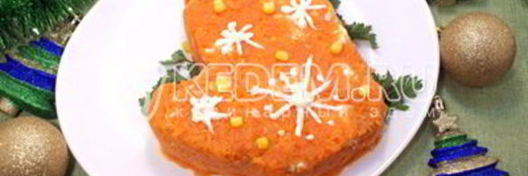 новогодний салат варежка