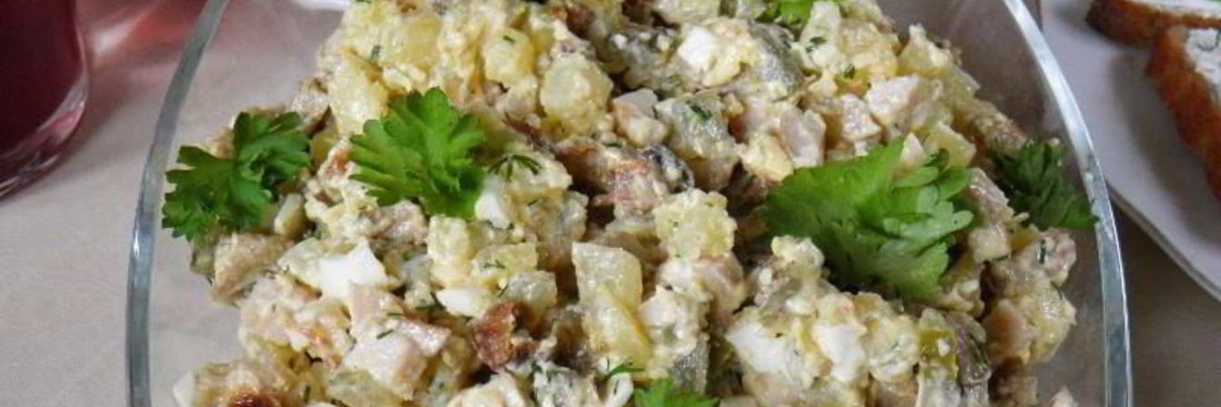 Салат Боярский с курицей и грибами