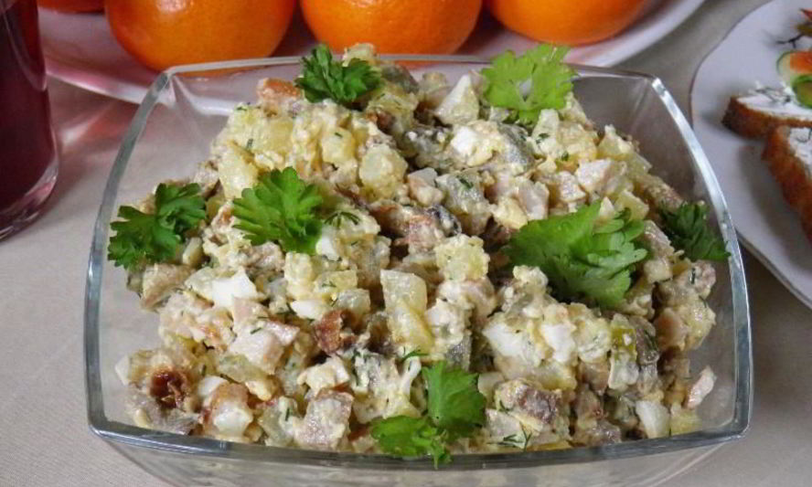 Рецепт салата боярского с курицей и грибами