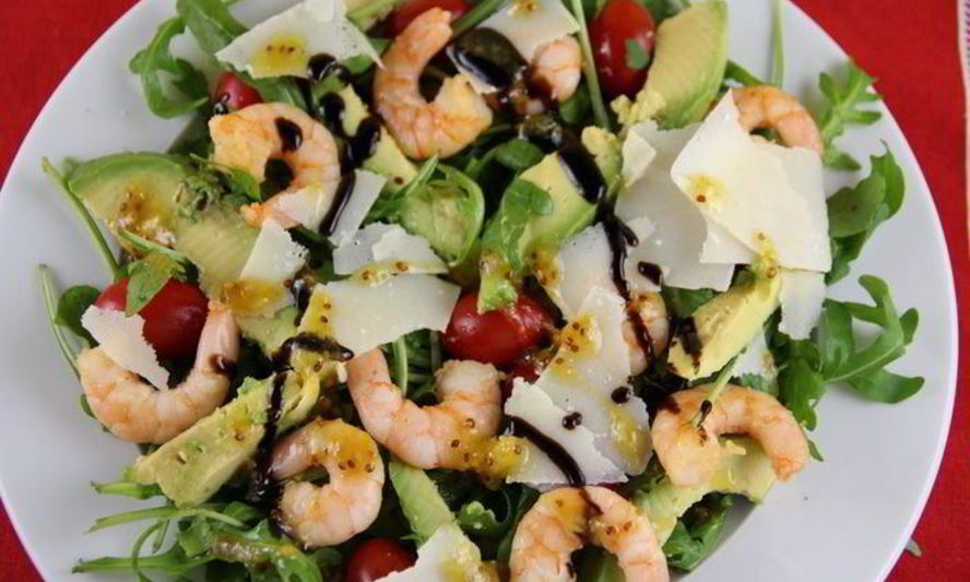 Рецепт салата из креветок с горчичной заправкой