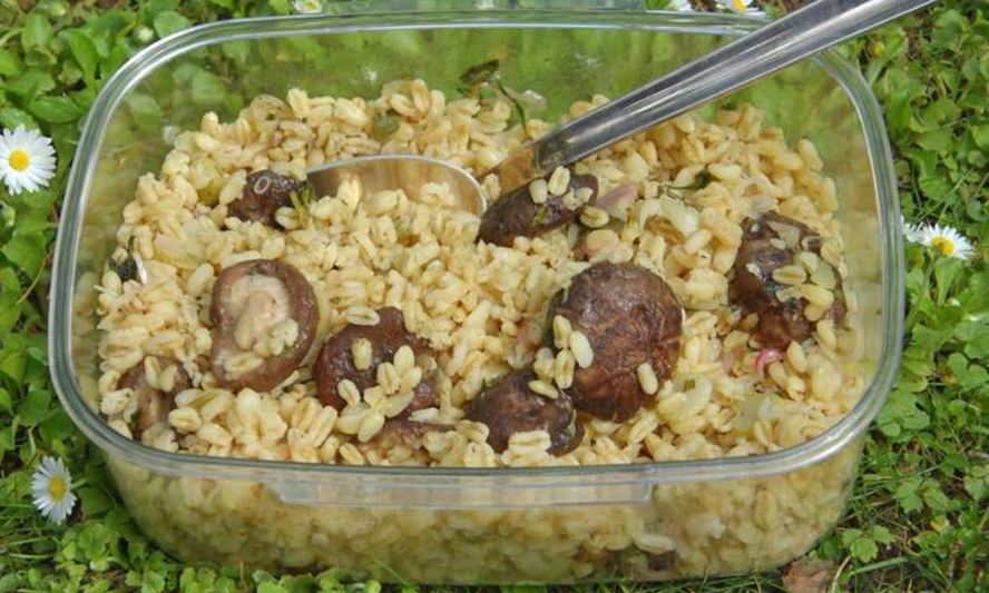 Рецепт салата из пшеницы с грибами