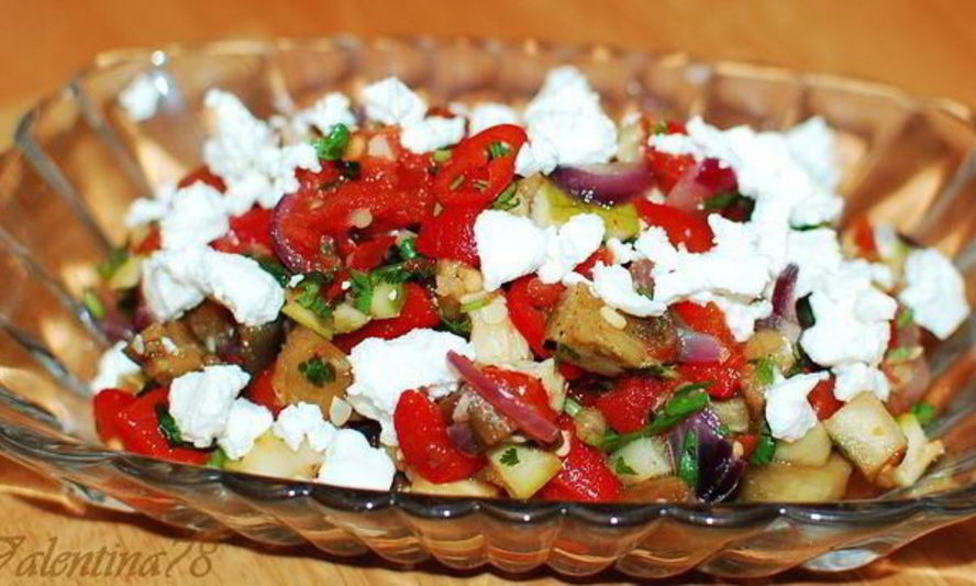 Рецепт салата из запеченных овощей с сыром фета