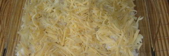 грибы в сливочном соусе под шубой из фарфалле