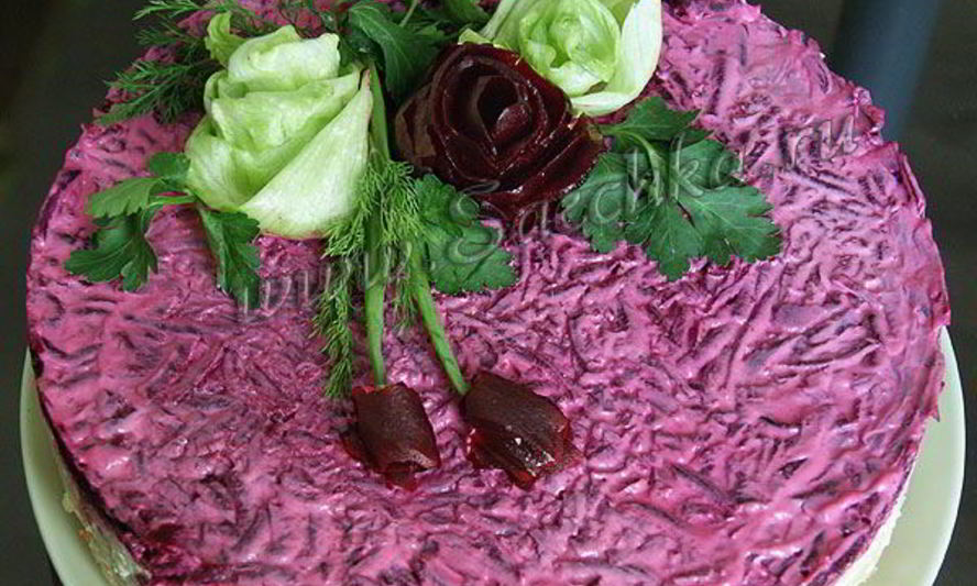 Рецепт селедки под шубой с розами