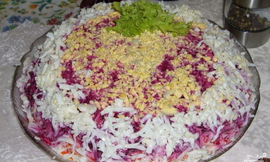 Рецепт селедки под шубой с жареным луком