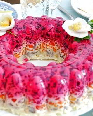 Селедка под шубой с желатином