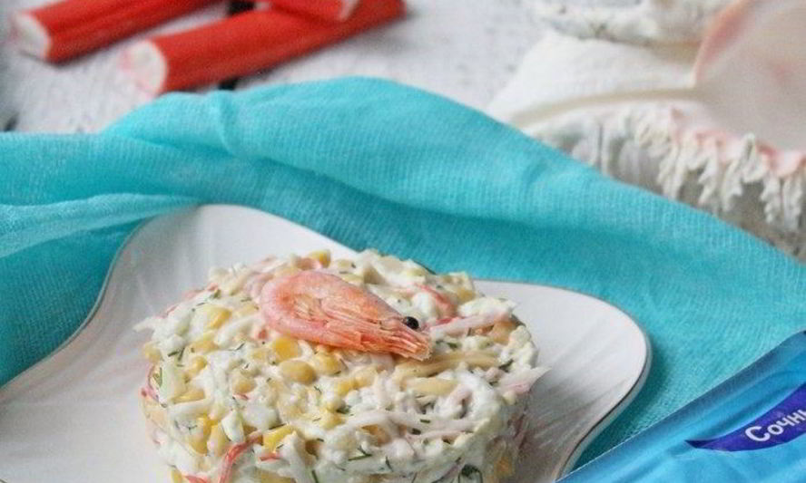 Рецепт салата с крабовыми палочками и ананасом