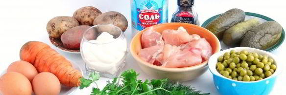салат столичный с курицей и солеными огурцами